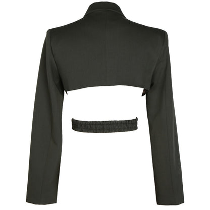 women split black jacket