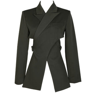 black cross split jacket for women