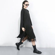 Load image into Gallery viewer, long black split dress