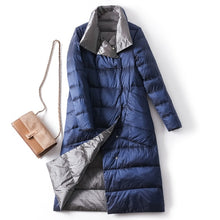 Load image into Gallery viewer, parka jacket, long puffer coat, down parka women, long blue puffer coat, Women&#39;s down coats and jackets,Women&#39;s winter coats and jackets, womens outerwear, ladies down jacket, women&#39;s down jacket, ladies down coat, Plus size Parka coat, grey parka coat, navy blue parka womens, plus size coats and jackets