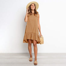 Load image into Gallery viewer, Polka dots, retro polka dot dress, brown polka dot dress, vintage polka dot dress 