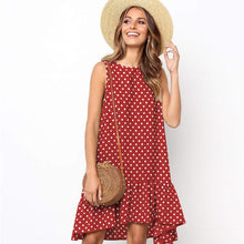 Load image into Gallery viewer, Polka dots, retro polka dot dress, red polka dot dress, vintage polka dot dress