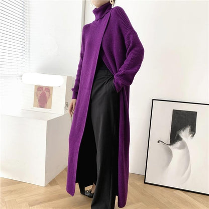 Pullover Jacket, purple Turtleneck pullover