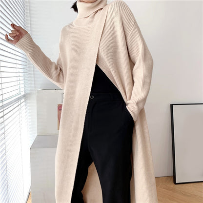Pullover Jacket, beige Turtleneck pullover