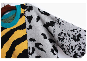 Leopard print long knit dress
