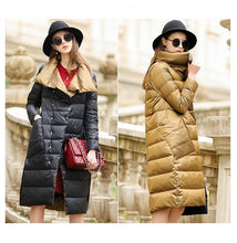 Load image into Gallery viewer, Long Puffer Coat, Ladies down coat, Parka Jacket,Women&#39;s down jacket, Women&#39;s down coats and jackets,Women&#39;s winter coats and jackets, womens outerwear, ladies down jacket, women&#39;s down jacket, double sided parka, women&#39;s long black puffer coat, Plus size Parka coat. 5xl womens winter coats, black winter parka womens.