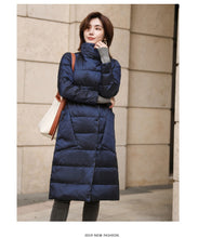 Load image into Gallery viewer, blue parka, parka jacket, long puffer coat, down parka women, parka jacket, womens down jacket, blue long puffer coat, Women&#39;s down coats and jackets,Women&#39;s winter coats and jackets, womens outerwear, ladies down jacket, women&#39;s down jacket, ladies down coat, Plus size Parka coat, navy blue parka womens, plus size coats and jackets
