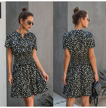 Load image into Gallery viewer, cheetah print dress, Leopard print ruffle dress, Summer Dresses, Ruffle smock dress, Smock dress, cute short casual dresses, leopard print button dress, ruffle hem dress, Ruffle Tiered dress, Tiered Smock Dress, frill frock, casual Friday outfits, 80&#39;s casual wear, cute converse outfits, cute dressy, casual summer dresses, Hilton ruffled dress, black ruffle dress, green leopard print dress, plus size ruffle dress, plus size cute dress.