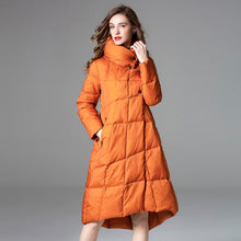 Load image into Gallery viewer, Long Puffer Coat, Down Jacket, Parka for women, orange long puffer coat, puffer coat for women