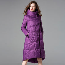 Load image into Gallery viewer, Long Puffer Coat, Down Jacket, Parka for women, purple long puffer coat, puffer coat for women