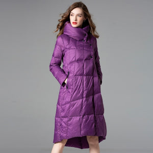 Long Puffer Coat, Down Jacket, Parka for women, purple long puffer coat, puffer coat for women