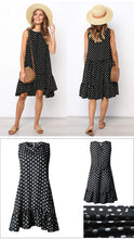 Load image into Gallery viewer, Polka dots, retro polka dot dress, black and white polka dot dress, vintage polka dot dress
