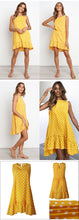Load image into Gallery viewer, Polka dots, retro polka dot dress, yellow polka dot dress, vintage polka dot dress