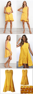 Polka dots, retro polka dot dress, yellow polka dot dress, vintage polka dot dress
