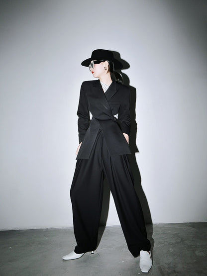 Women Long Jacket, Split Jacket, black blazer jacket