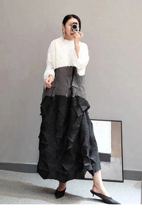 Pleated Colorblock Maxi Dress, maxi dress, patchwork dress