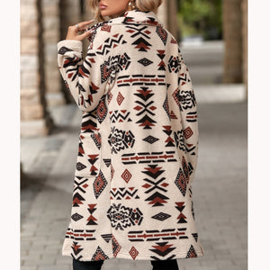 Aztec print women's long line coat, Long Overcoat,  Women's outerwear, women's overcoat, women's coats & jackets, long parka coat, trench coat women, womens winter clothing, womens dressy winter coats, women's plus size coats, plus size parka coat, plus size parka, womens outdoor coat, womens long parka coat, black friday coat sale.